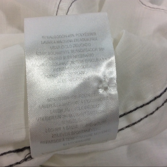 Chalc Medium Button Down Shirt Short Sleeve White Black Stitching Western - Picture 6 of 7